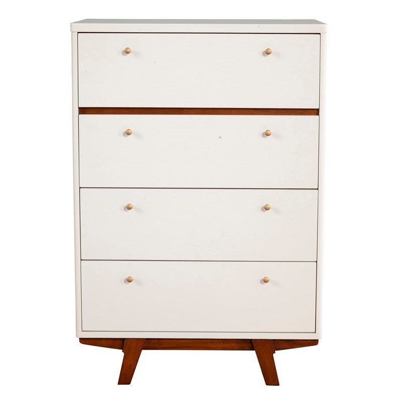 Alpine Furniture Dakota 4 Drawer Wood Chest in White Homesquare
