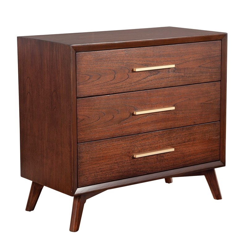 Alpine Furniture Gramercy 3 Drawer Small Wood Chest in Walnut (Brown