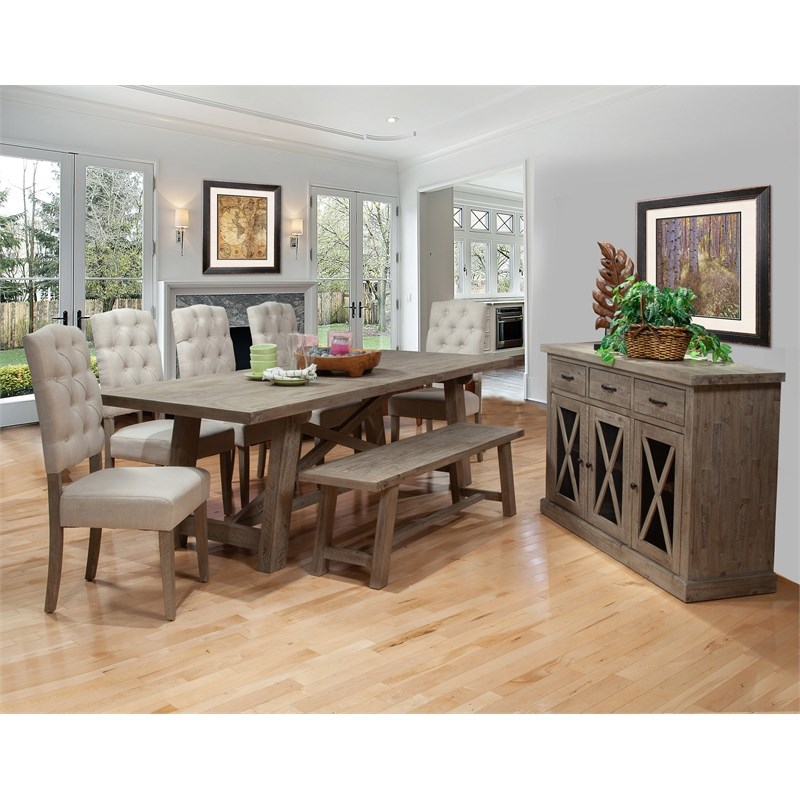 Alpine Furniture Newberry Wood Dining Bench In Weathered Natural 2068 03