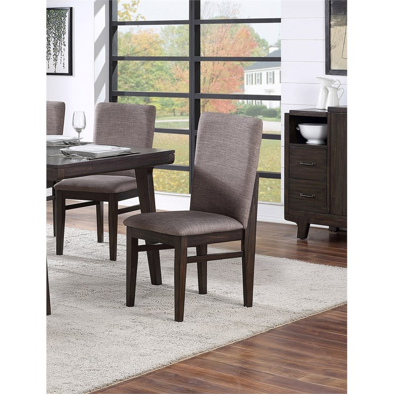Alpine Furniture Olejo Set of 2 Wood Dining Side Chairs in Chocolate Brown