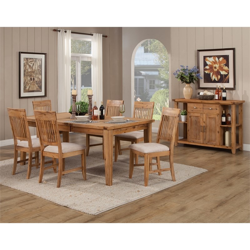 Alpine Furniture Aspen Wood Extension Dining Table in Antique Natural (Brown)