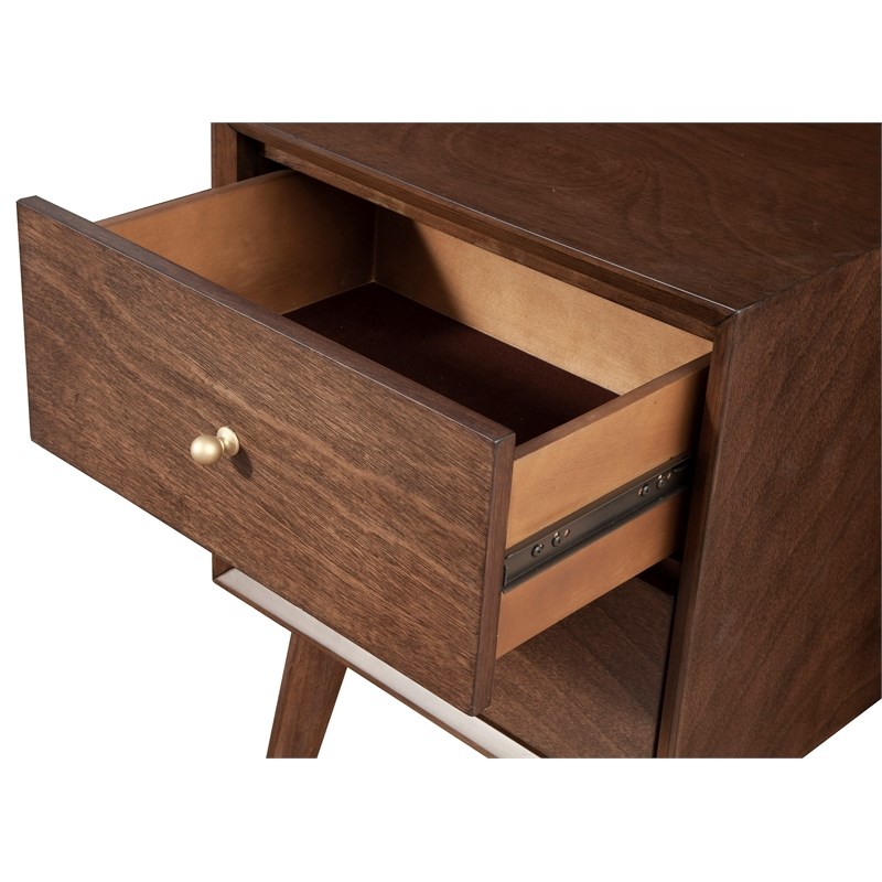Alpine Furniture Flynn Mid Century Wood 2 Drawer Nightstand in Walnut (Brown)