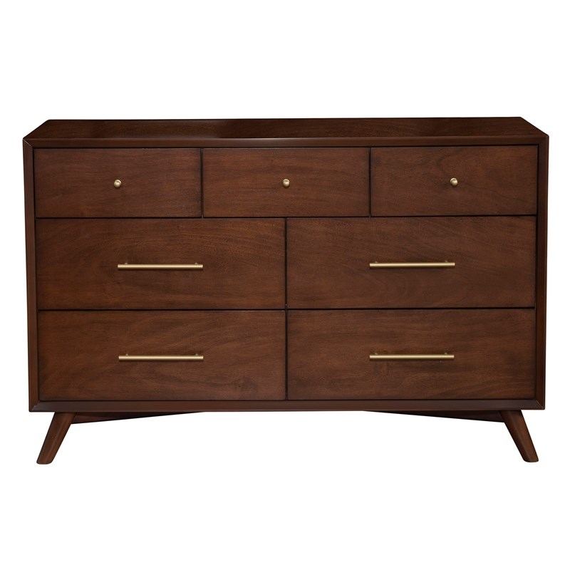 Alpine Furniture Flynn Mid Century Wood 7 Drawer Dresserin Walnut ...