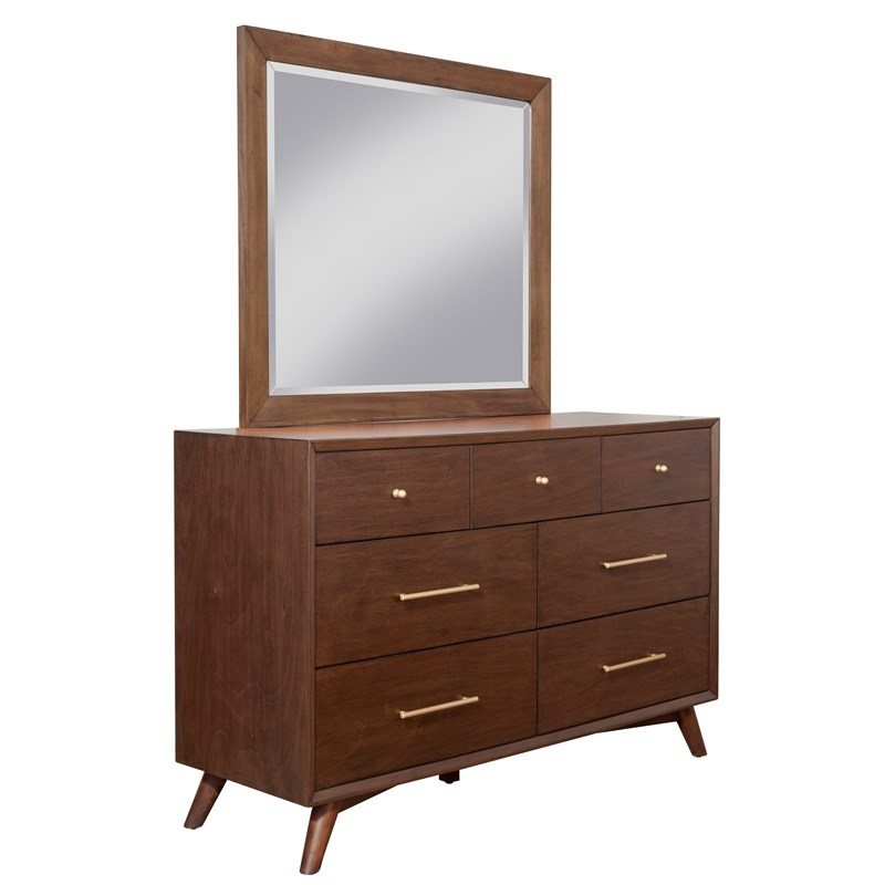 Alpine Furniture Flynn Mid Century Wood Bedroom Mirror in Walnut (Brown)