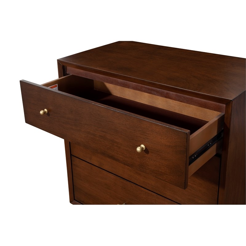 Alpine Furniture Flynn Mid Century Wood 3 Drawer Accent Chest in Walnut (Brown)