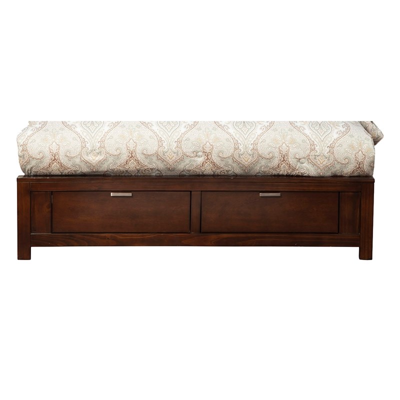 Alpine Furniture Carmel Wood California King Storage Bed in Cappuccino