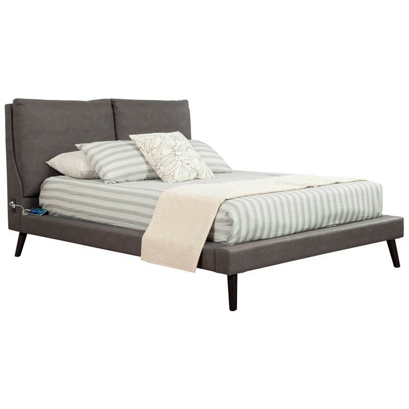 Alpine Furniture Gabriela Queen Upholstered Platform Bed In Gray 9901q Alpine Furniture Gabriela Queen, Gabriela Queen Poster Bed