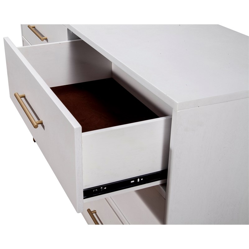 Alpine Furniture Madelyn Six Drawer Wood Dresser in White