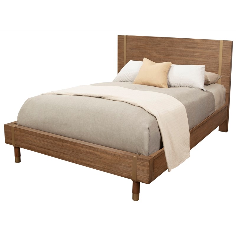 Alpine Furniture Easton Full Size Wood Platform Bed in Sand (Beige