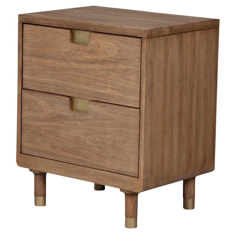 Alpine Furniture Easton Two Drawer Wood Nightstand in Sand (Beige ...