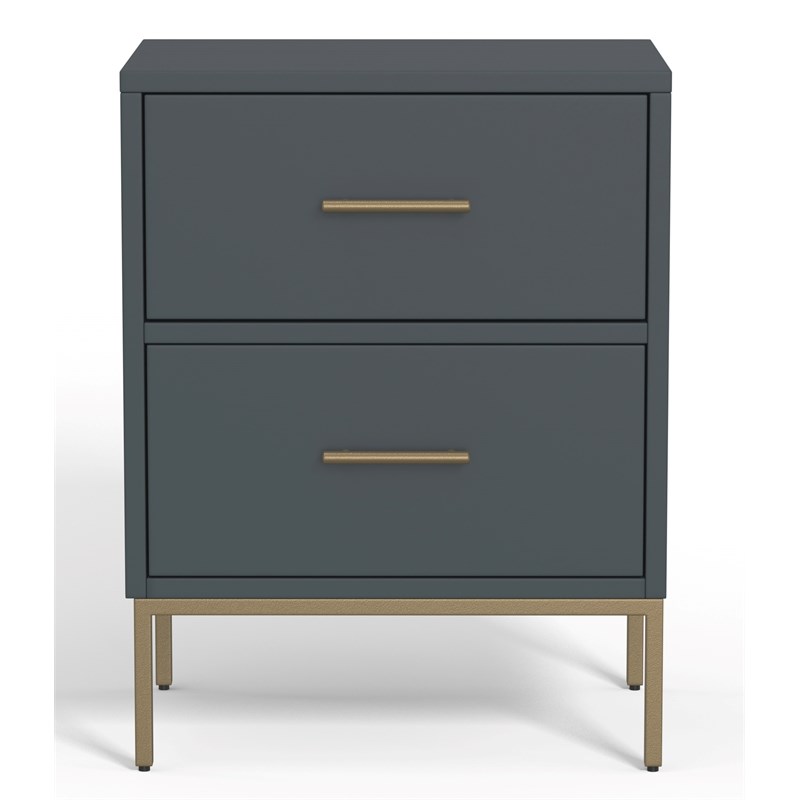 Alpine Furniture Madelyn Two Drawer Nightstand in Slate Gray Homesquare