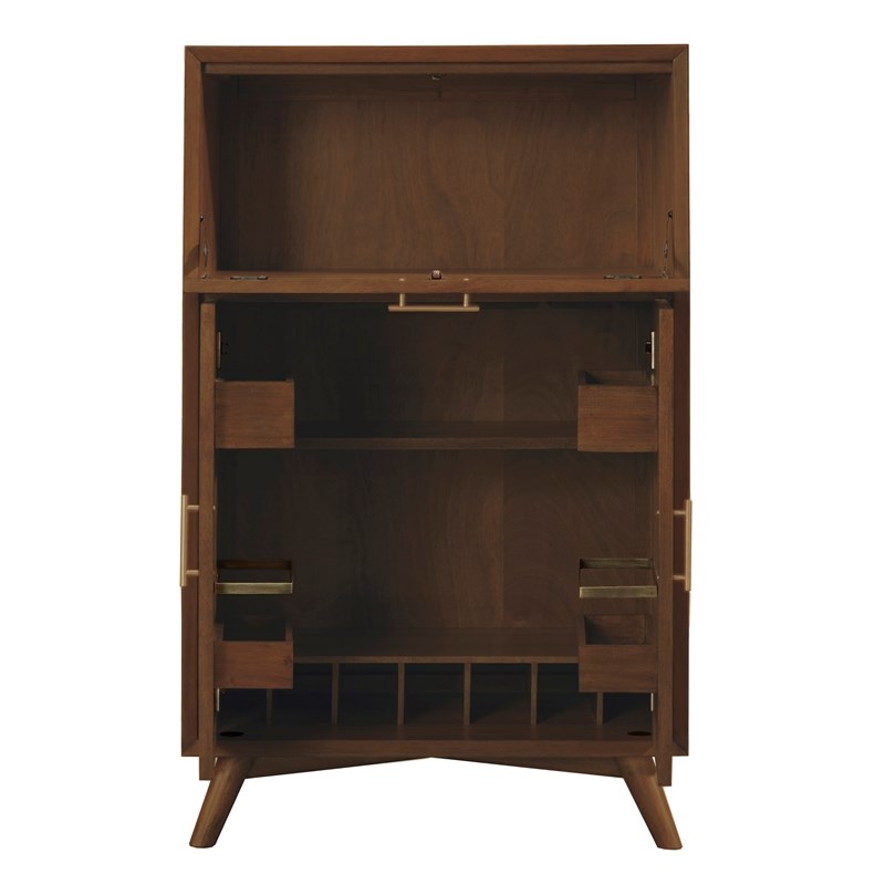 Alpine Furniture Flynn Large Bar Cabinet with Drop Down Tray in Walnut ...