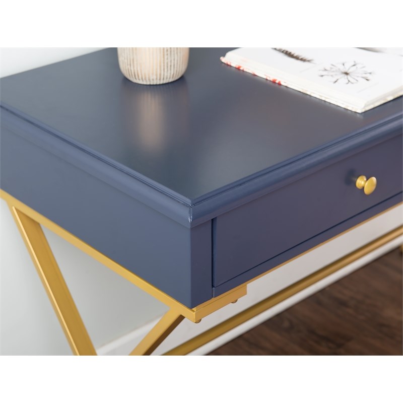 Allora Two Drawer Metal Desk in Blue