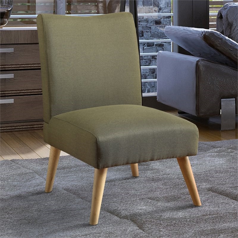 Allora Mid-Century Wood Accent Chair in Green