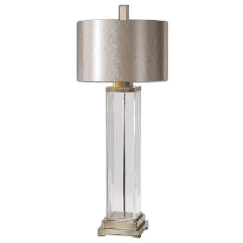 Allora 1-Light Glass and Steel Table Lamp in Clear