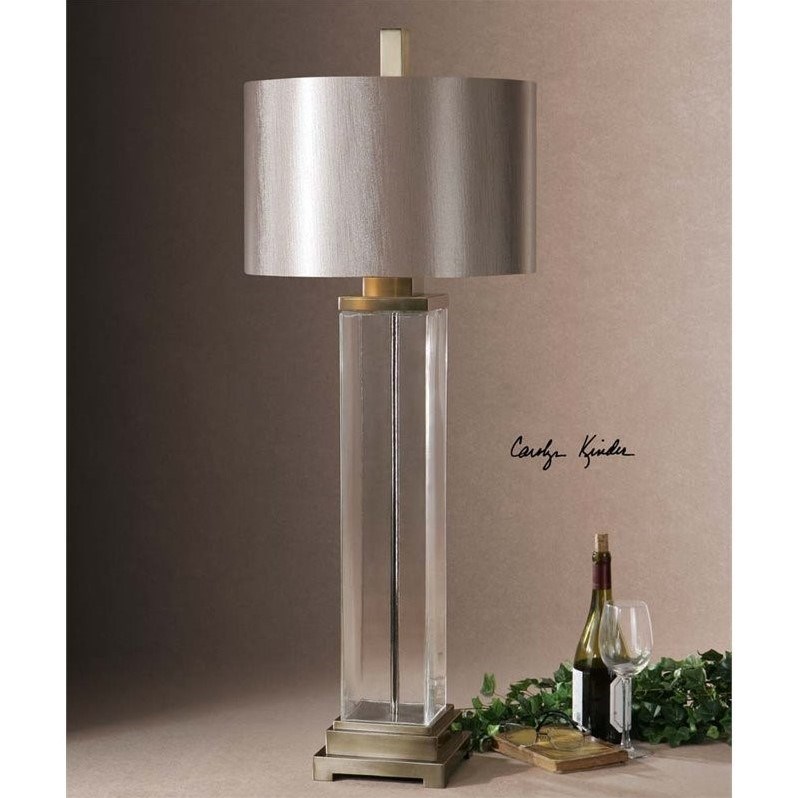 Allora 1-Light Glass and Steel Table Lamp in Clear