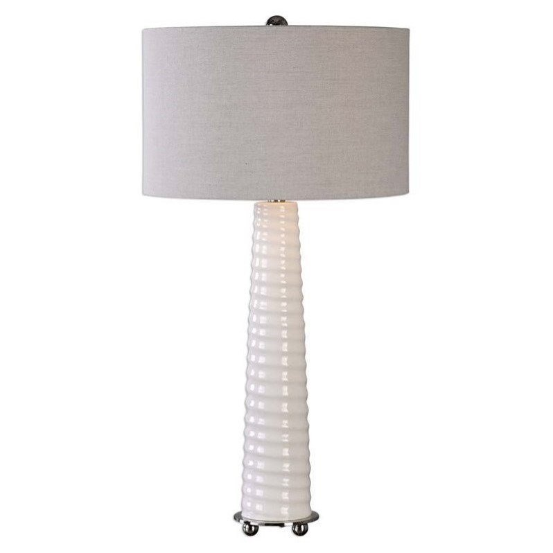 Allora 1-Light Ceramic and Steel Table Lamp in Gloss White