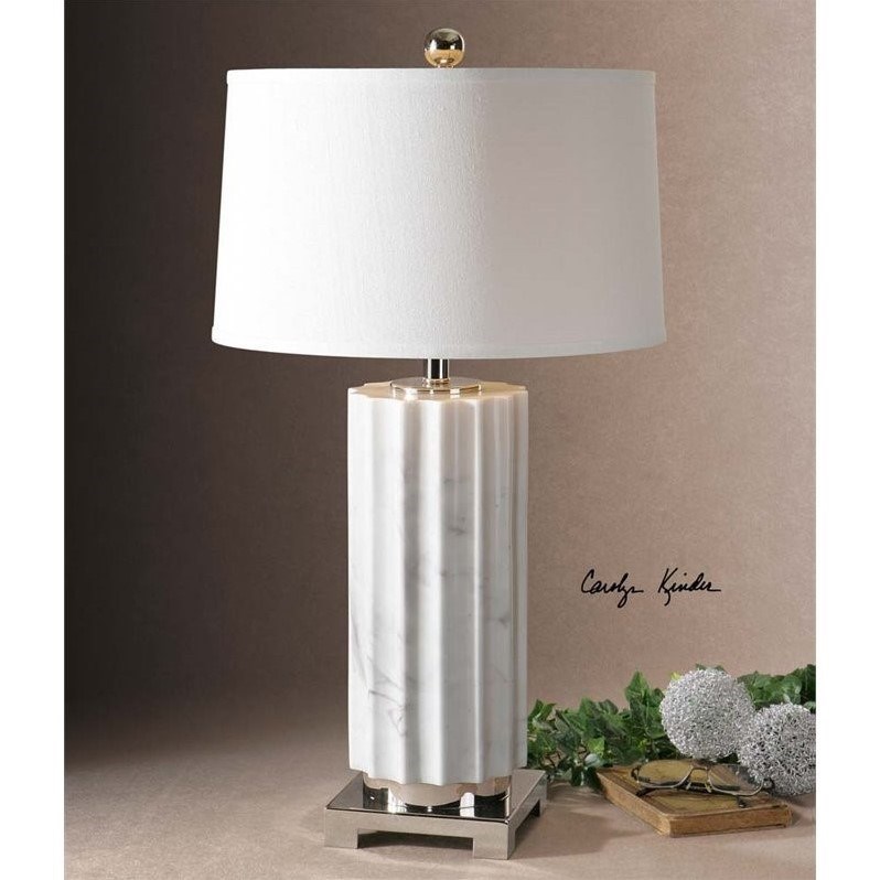 Allora 1-Light Resin and Metal Lamp in White Marble Finish