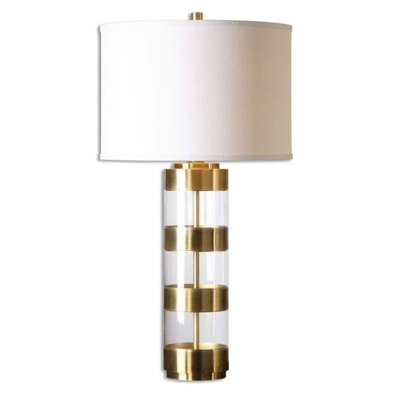 Allora 1-Light Metal and Acrylic Table Lamp in Brushed Brass