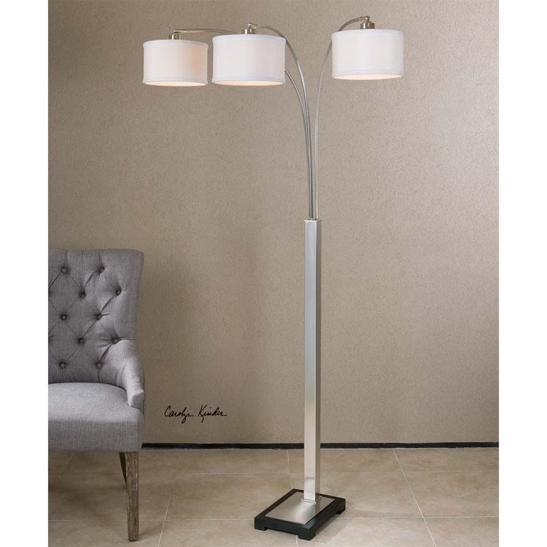 Allora 3-Light Metal Floor Lamp in Antiqued Brushed Aluminum