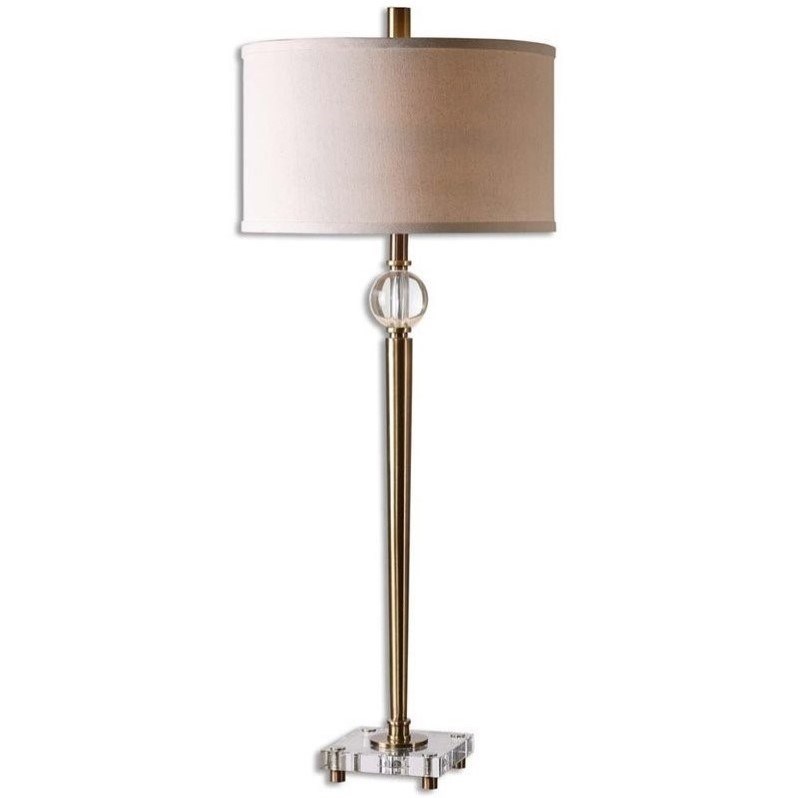 Allora 1-Light Crystal and Metal Buffet Lamp in Brushed Brass