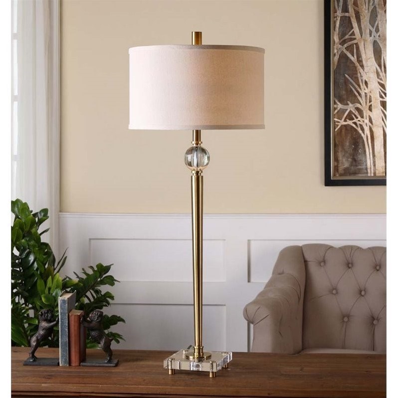 Allora 1-Light Crystal and Metal Buffet Lamp in Brushed Brass
