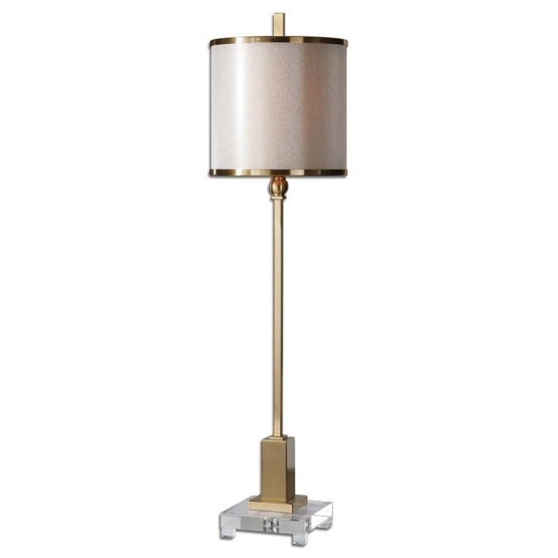 Allora 1-Light Crystal and Metal Buffet Lamp in Brushed Brass