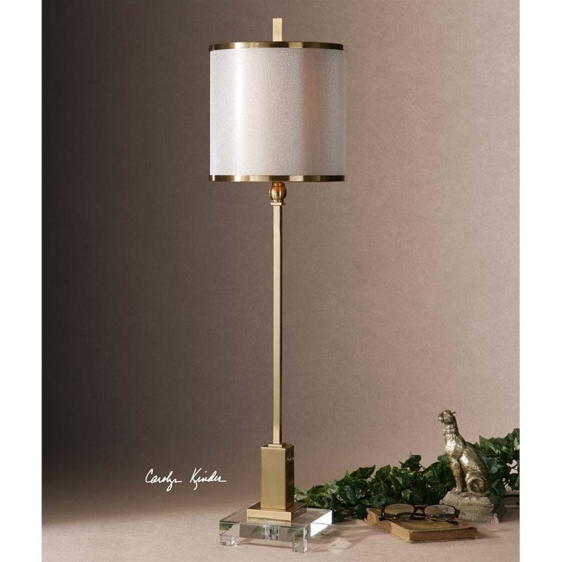 Allora 1-Light Crystal and Metal Buffet Lamp in Brushed Brass