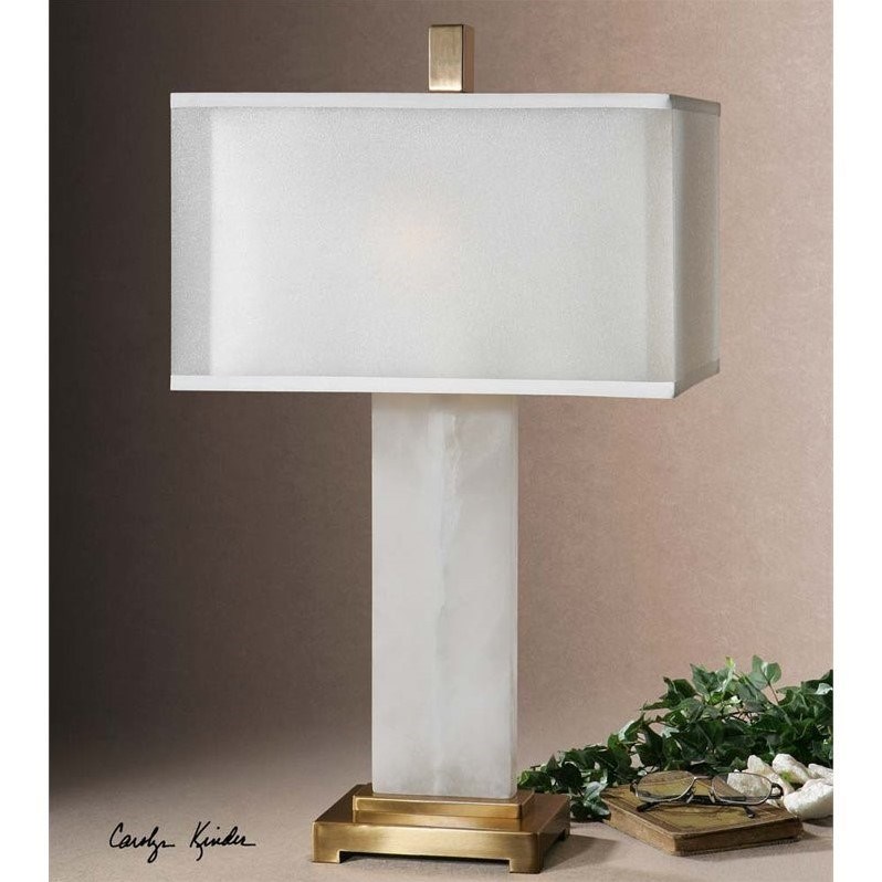 Allora 2-Light Alabaster and Metal Lamp in White and Coffee Bronze