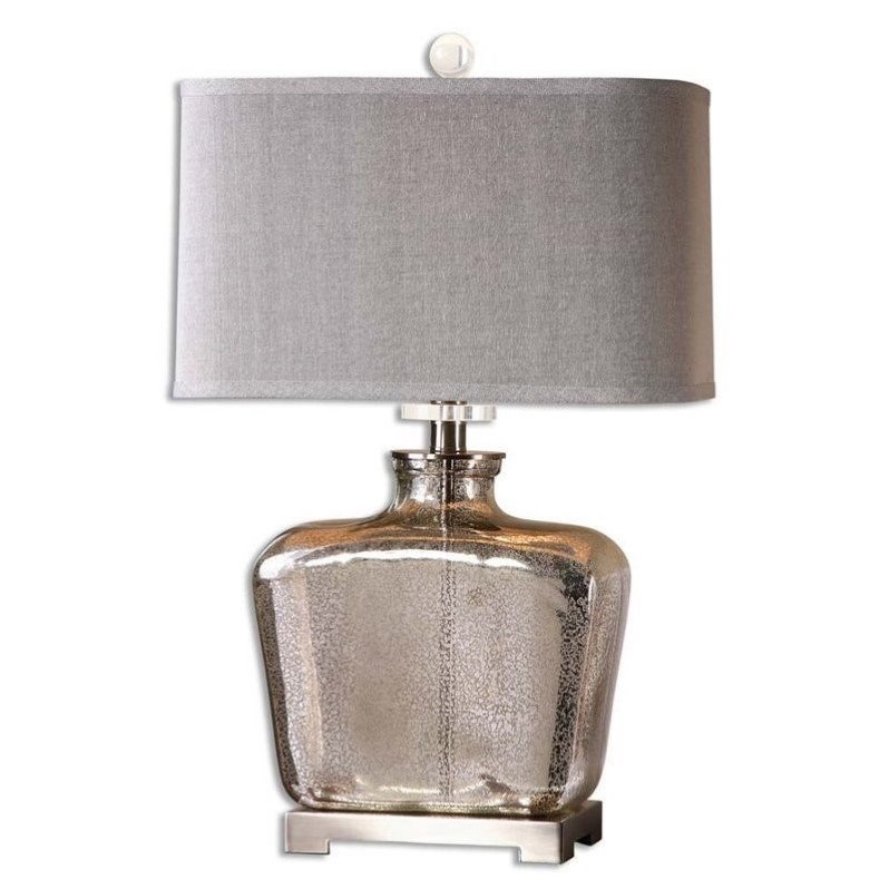 Allora 1-Light Glass and Metal Table Lamp in Polished Nickel Plated