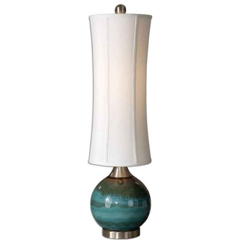 Allora 1-Light Ceramic and Metal Buffet Lamp in Glossy Blue and Olive Gray