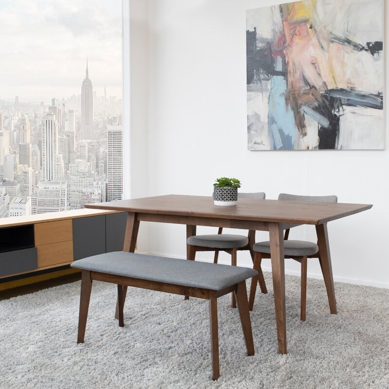 Allora Contemporary Modern 47" Rectangular Solid Wood Dining Table in ...