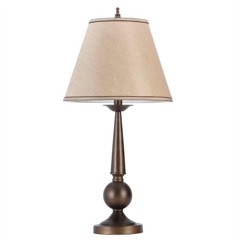 Allora Table Lamp with Cone Shade in Bronze and Beige