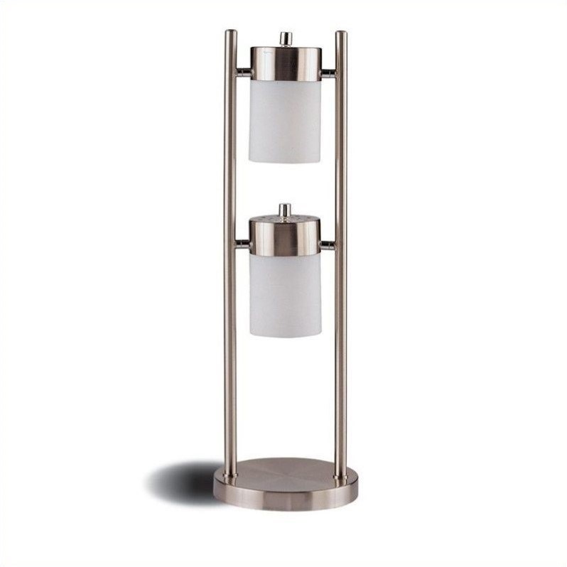 Allora Table Lamp with White Frosted Shades in Silver