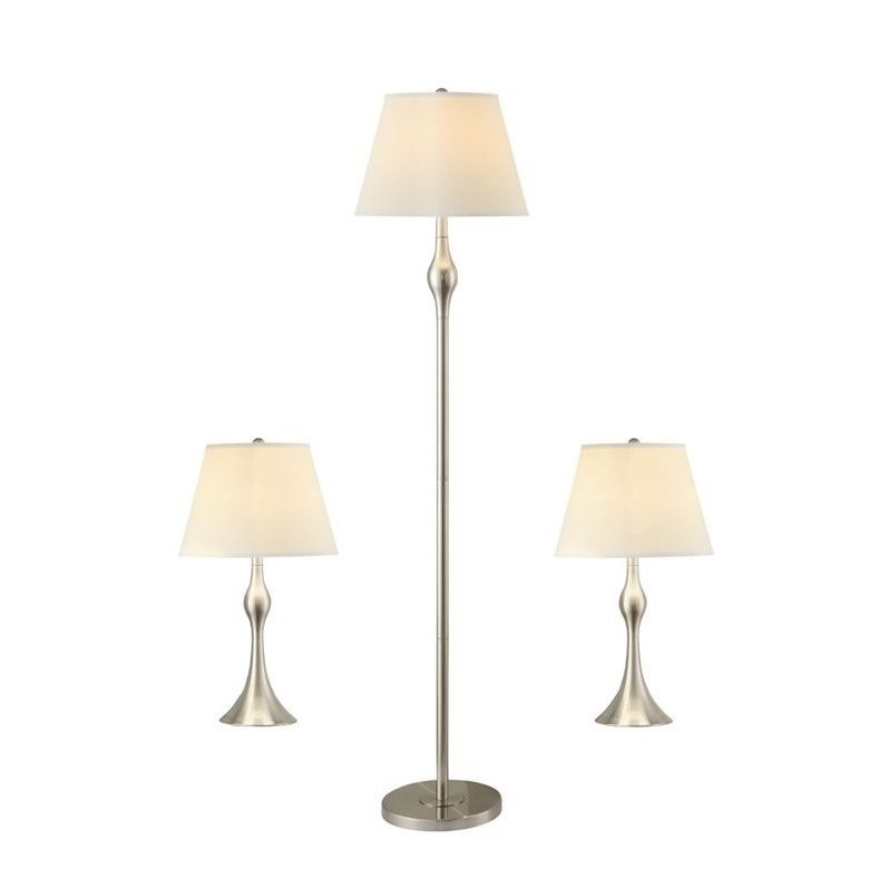 Allora 3 Piece Elegant Lamp Set in Nickel
