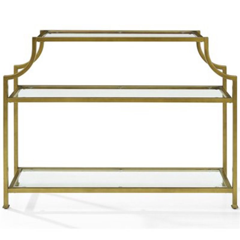 Allora Glass Top Accent Console Table in Antique Gold