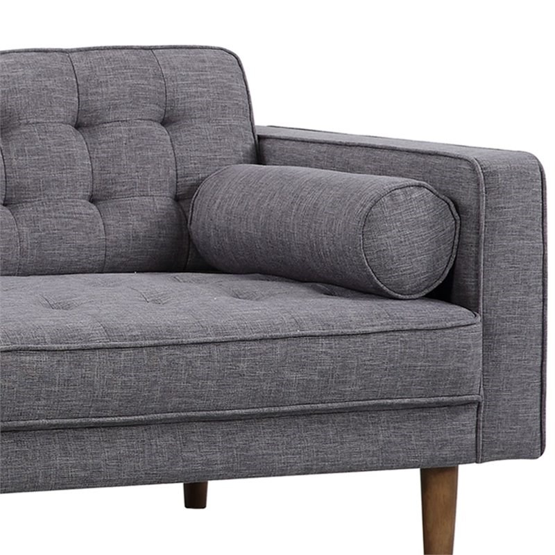 Allora Mid-Century Linen Fabric Upholstered Loveseat in Dark Gray
