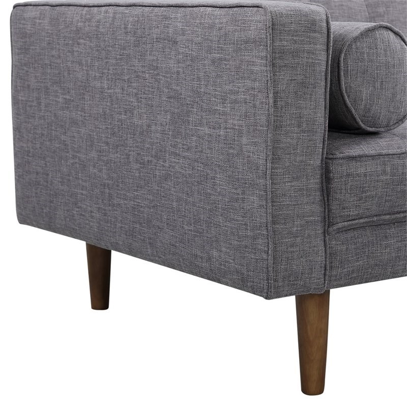 Allora Mid-Century Linen Fabric Upholstered Sofa in Dark Gray