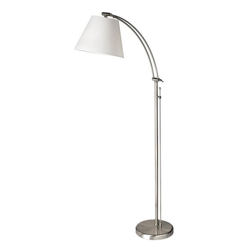 Allora Modern  Adjustable Metal Floor Lamp with White Shade in Satin Chrome