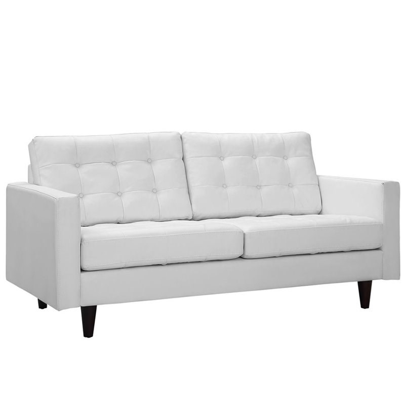 Allora Leather Tufted Loveseat in White