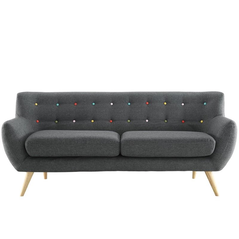 Allora Mid Century Modern Fabric Sofa in Gray
