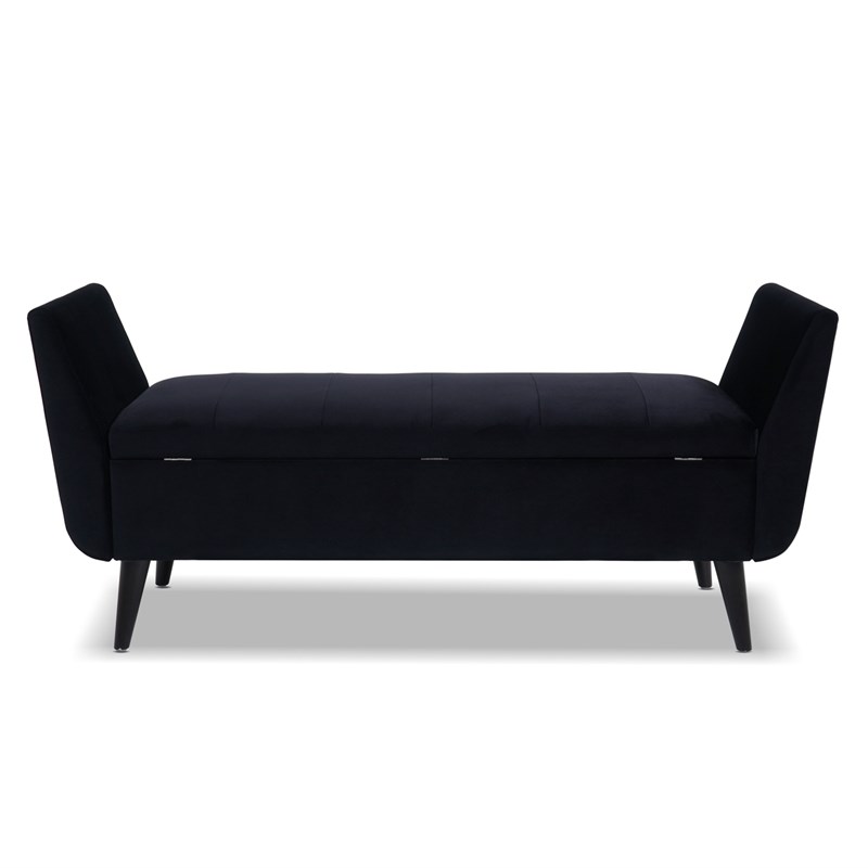 Allora MidCentury Modern Entryway Storage Bench in Black Homesquare