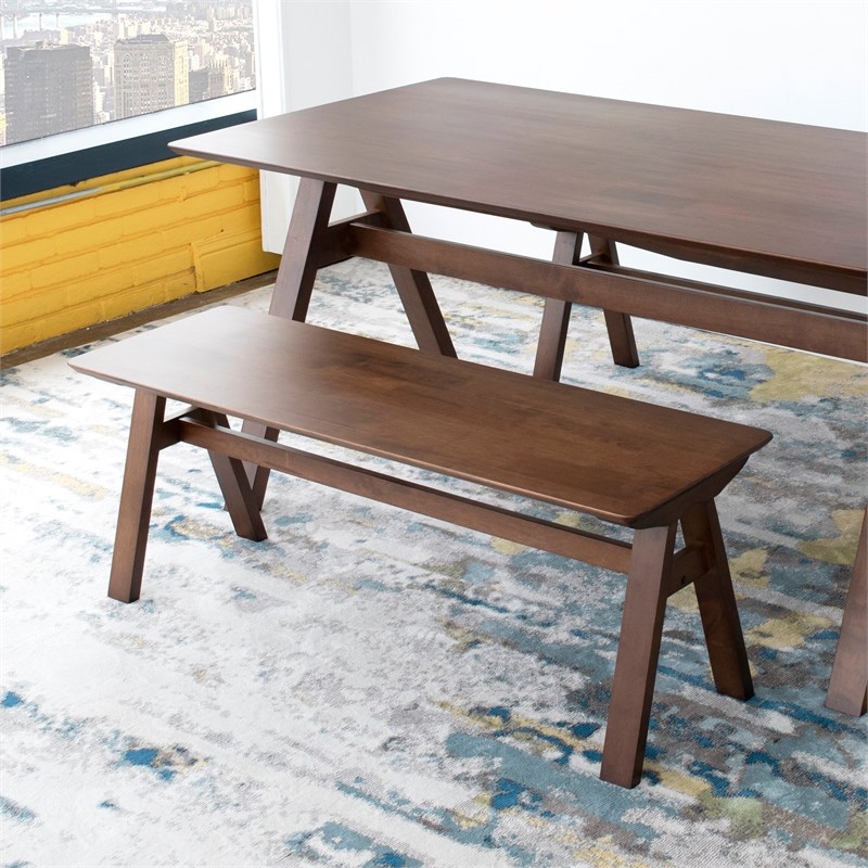 mid century modern dining table and bench