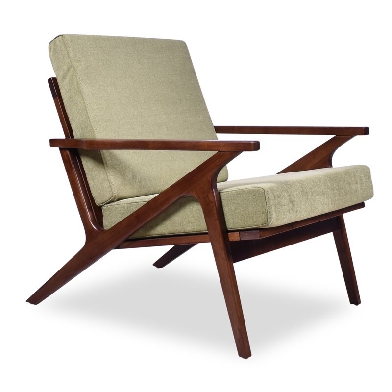 Allora Mid Century Modern Wood Accent Chair in Green and Walnut