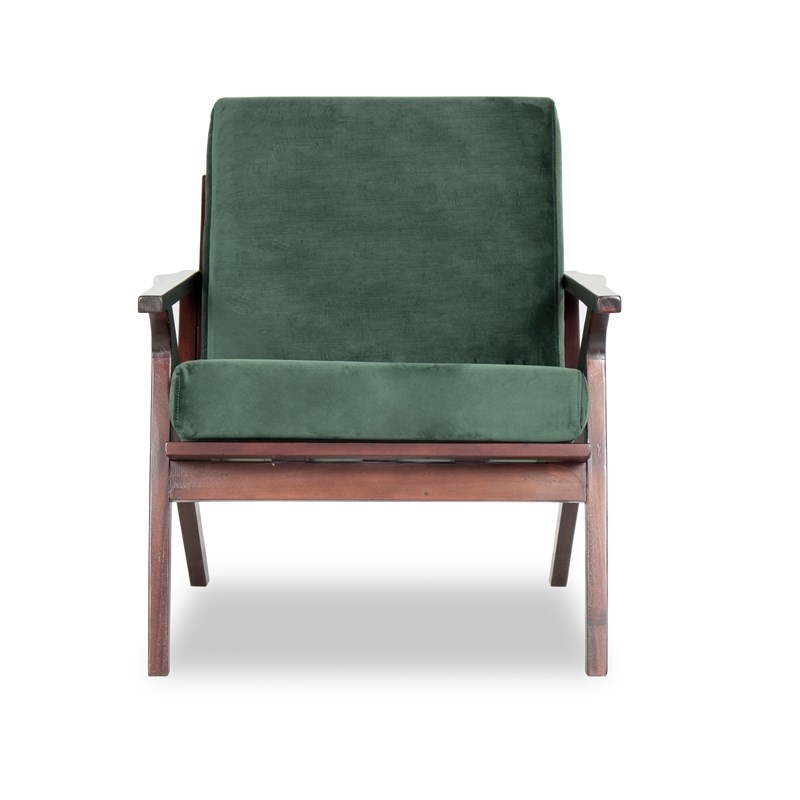 Allora Mid Century Modern Velvet Arm Chair in Green