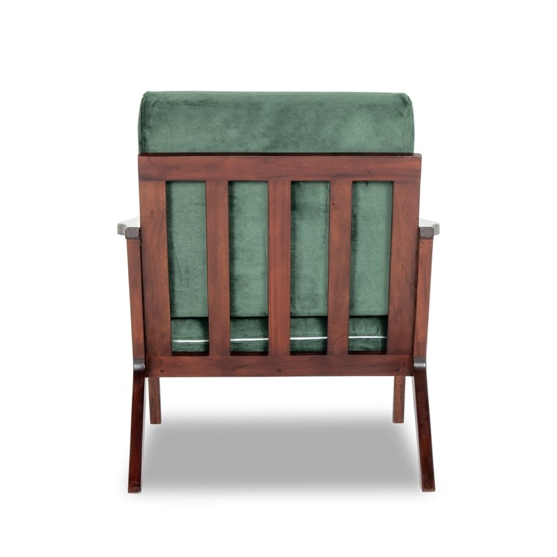 Allora Mid Century Modern Velvet Arm Chair in Green