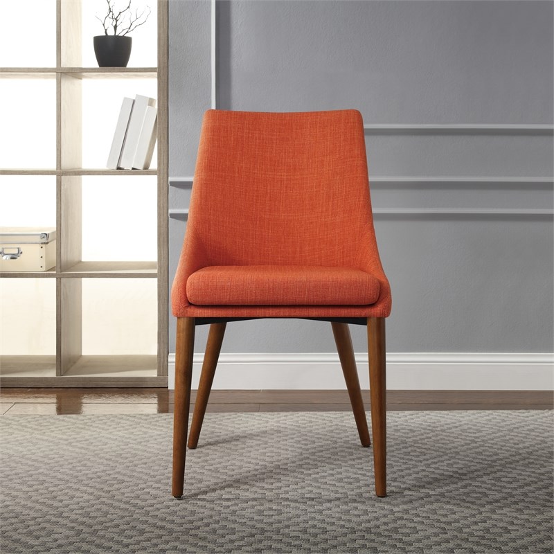 Allora Mid-Century Modern Fabric Dining Accent Chair in Orange (Set of 2) | Homesquare