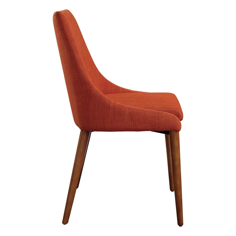 Allora Mid-Century Modern Fabric Dining Accent Chair in Orange (Set of 2) | Homesquare