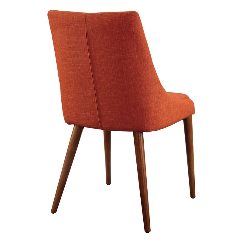 Allora Mid-Century Modern Fabric Dining Accent Chair in Orange (Set of 2) | Homesquare