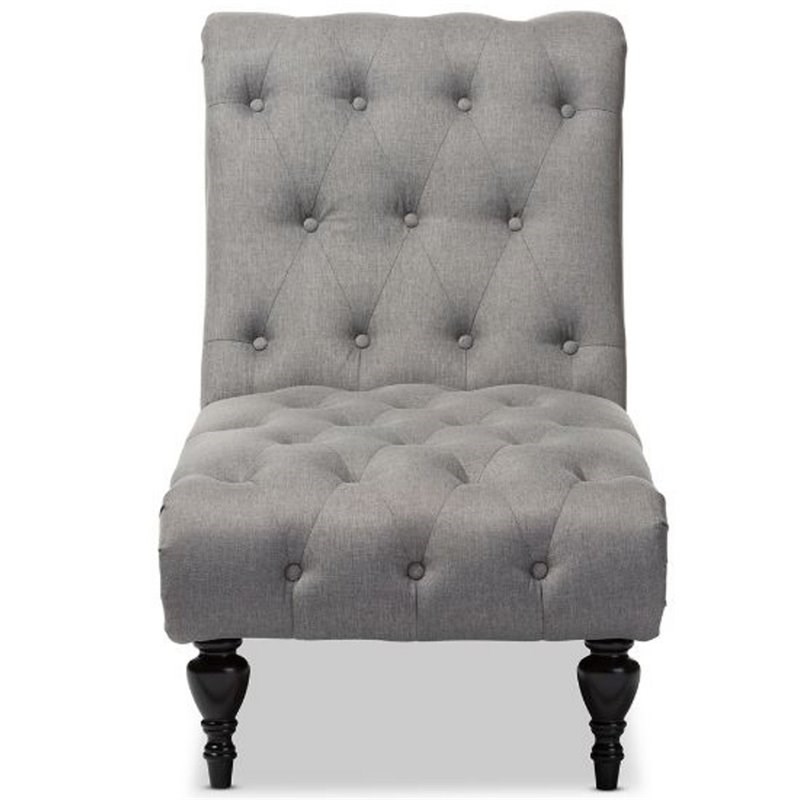 Allora Tufted Chaise Lounge in Gray and Black